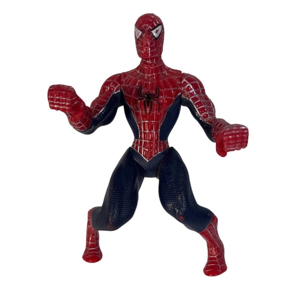 Spider Man Action Figure Bump & Go Motorcycle Red & Blue Durable Plastic 4.5"
